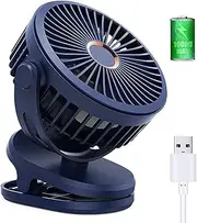 Portable Mini Clip on Fan, 10000mAh USB Rechargeable Battery Operated, Personal Small Desk Fan with 3 Speed & 270° Rotate for Bedroom Home Room Stroller Table Camping (Blue)