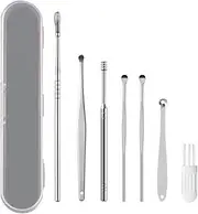 8 Pcs Ear Pick Earwax Removal Kit, Stainless Steel Ear Wax Remover Cleaner Earpick Ear Cleaning Tool Set, Ear Curette Tool with a Cleaning Brush and Storage Box