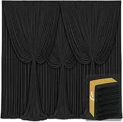 6 Panels Black Backdrop Curtains for Wedding Party Wrinkle Free Backdrops Curtain Drapes Fabric Decorations Photo Back Drop Cloth for Baby Shower Photography Stage Reception 30ft(W) x 12ft(H)