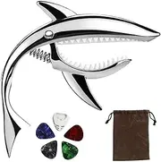 [BEANPRECOY] Shark Guitar Capo - Acoustic and Electric 6 String Accessories With Velvet Pouch - Zinc Alloy Tone Clip for Banjo, Bass, Ukulele