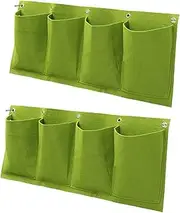 ＫＬＫＣＭＳ 2X Hanging Grow Bags Garden Planters Horizontal Easy to Use Organizer Flower Containers Hanging Flower Pouch for Yard Porch, Green
