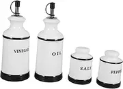GLEAVI 4pcs Ceramic Oil Bottle Kitchen Dispenser Multi Functional Condiment Pot for Vinegar Oil and Spices for Artistic Kitchen Decor Kitchen Accessories