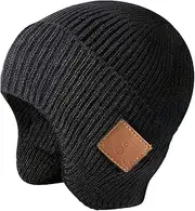 [Lezhifeiwan] Bluetooth Beanie Winter Hat with Built-in Wireless Headphones, Black, Music Controls, Warm Knit Cap for Sports and Outdoor Activities