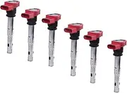 6Pcs Red Ignition Coil 06E 905 115 F Compatible For Audi A4 A5 A6 Quattro Q5 3.0 3.2 V6 06E905115E/D/C/B