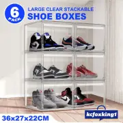 6X Sneaker Display Shoe Boxes Storage Case Container Plastic Wardrobe Organizer