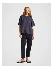 [Fine Day] Cotton Drawcord Pant in Navy