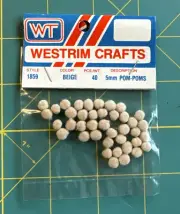 Westrim Crafts - Pom-Poms - 5MM - 40 Pieces - Beige - Style #1859 - NOS