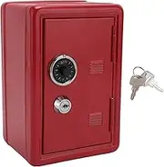 Mini Safe Box with Password Lock Key, Metal Money Box,Small Safes for Cash,Jewelry Storage,Valuables(Red)