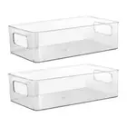 2Pcs Bin Stackable Acrylic Clear Storage Bin with Handle Kitchen