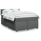 Box Spring Bed Queen Dark Grey Mattress LED Lights Comfortable Fabric 8392