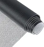 Uexplore-oz Faux Leather Fabric - PVC Leather Vinyl Upholstery Fabric, Leather Material with Knitted Backing Wear-Resistant for Marine Automotive Home Sewing Craft DIY Projects (Black, 1.4M × 1.4M)