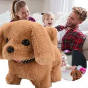 Plush Dog Toy Electronic Interactive Dog Plush Puppy Toy Walking Barking Wagging Tail Toy Apricot