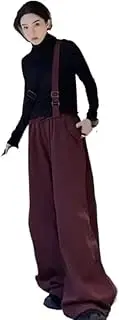 [YiKeGuiHuaShu] Large Size high Waist Wide Leg Overalls Womens Casual Jumpsuits Loose Floor Mopping Pants