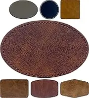 Oval Laser Engraving Leatherette Patchs Iron-on Hats/Caps/Beanie/Backpack,30 Pcs Chestnut Brown Faux Leather Patch/Sheets with Heat Press Adhesive(3 inch×2 inch)