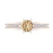 1.05Ct Round Cut Yellow Moissanite Solid Gold Engagement Promise Statement Ring