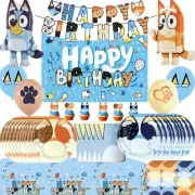 Bluey Tableware Set Kids Birthday Decoration Tablecloth Balloons Party Supplies