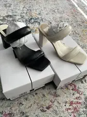 Lot of 2 Dolce Vita Pascoe Women's Heels Ivory and Black Embossed Stella READ
