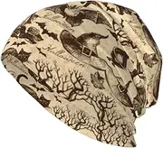 [WURTON] Fashion Streetwear Outdoor Witch Hat Print Beanies Hat Adult Stretch Skull Cap Warm Casual Knit Hat, Witch Hat, One Size