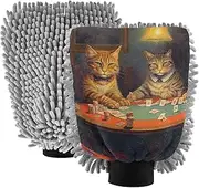 XYMZR Cats Poker Table Absorbent Microfiber Car Wash Mitt, Funny Cute Anime Scratch Free for Cars Cleaning, Home Cleaning Mitts, 2 Pack, 10.24” L x 7.09” W