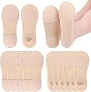 [Shyyween] 12 Pairs Padded No Show Socks for Women Non Slip Invisible Thin Low Cut Liner Cushion Boat Socks for Heel Flats, Skin Color