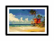 Beach Life Guard Canvas Painting Print