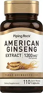 Piping Rock American Ginseng | 1200 mg (per Serving) | 110 Quick Release Capsules | Non-GMO, Gluten Free