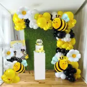 Bee day balloon garland arch kit 117pcs black yellow white balloon with mylar be