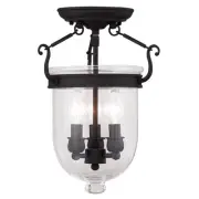 Livex Lighting 5061-04 Jefferson Semi-Flush Mount Black