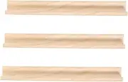HOODANCOS 3 Pcs Unfinished Wooden Tile Holders Letter Display Trays for DIY Crafts Sturdy Game Organizer Rustic Rack for Desks and Shelves