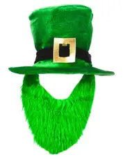 St Patricks Day Plush Leprechaun Hat with Beard