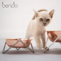 在飛比找ETMall東森購物網優惠-Bendo 更靚貓碗 寵物碗 寵物碗架 不鏽鋼架+紅銅碗 1