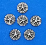 Western Style Star Pewter Conchos / Concho 9/16" Six Total With Rivet Backs