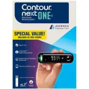 Contour Next One Blood Glucose Monitoring System Meter w Test Strips & Case