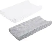 SWOOMEY 2pcs Changing Pad Cover Polyester Changing Table Covers for Boy Girl Soft Water Resistant Grey