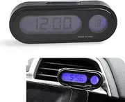 AWGUKA 1 PC Car Clocks, Dashboard Mini Clock, Multi-Functional Portable LCD Luminous Small Digital Clock with Temperature Display, Universal Car Interior Accessories (Black)