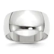 Solid 10K White Gold 10mm Half Round Men's/Women's Wedding Band Ring Size 7