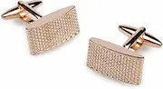 [OTAA] Rose Gold Textured Rectangular Bend Cufflinks Rose Gold Rhodium Plating Rose Gold Textured Rectangular Bend Cufflinks