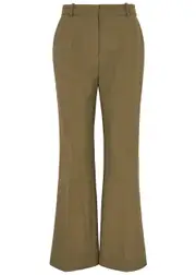 Victoria Beckham Kick-flare Cotton Trousers - Green - 10 (UK10 / S) 10 (UK10 / S)