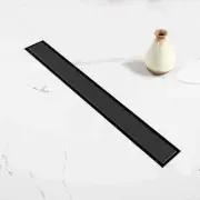 32" Black Linear Shower Drain, Tile Insert, Brushed Stainless Steel ‍