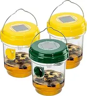 3 Pack Wasp Traps Outdoor Hanging, Solar Bee Trap for Outside, Hornet Traps, Bee Wasp Catcher Outside Garden