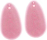 SHERCHPRY 2pcs Silicone Face Scrubber Brush for Gentle Cleansing and Massage Lightweight and Portable Facial Brush for Home Travel and Hotel Use Pink