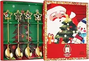 Christmas Mixing Spoon, Christmas Coffee Spoon Set, Christmas Cutlery Set, 4 Pieces Golden Espresso Spoons - Creative Ice Cream Spoon for Stirring, Mixing, Sugar, Stirring, Cake