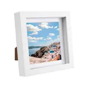 Nicola Spring 6" x 6" White 3D Box Photo Frame - 4" x 4" Mount
