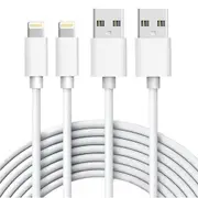 2 Pack 2m Long Data Transfer Charger Charging USB Cable Cord for Apple iPhone iPad iPod Bulk White TPE Plastic