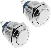 SING F LTD 2Pcs 3A 12V Car Push Button Switch Replacement Round Button Switch Waterproof Car Metal Push Button Accessories for Car SUV Truck Conversion Van RV Boat Yacht