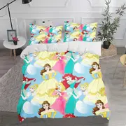 c274 Anime Princess Series Queen Size 3D Children'S Bedding Set Printed Cartoon Quilt Cover 3-Piece 1 Duvet Covers 100% Polyester ee274