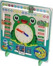 Abaodam Educational Boys and Girls' Clock 7 in 1 Wooden Calendar Clock Learning for Children Classroom Home Teaching