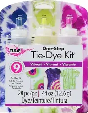 Vibrant One Step Tie Dye Craft Activity Kit fabric art blue lime violet tye die