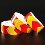 Heavy Duty Caution Tape 2 Inch x 33 Feet, Reflective Tape Waterproof High Visibility Red and Yellow, Industrial Marking Tape for Danger Hazardous Areas