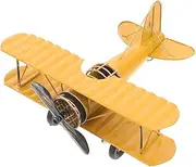TOYANDONA Vintage Metal Planes Model Iron Retro Aircraft Glider Biplane Model Airplane Figurine Statue Kids Toy for Home Ornament Desktop Decoration Birthday Yellow Model Planes